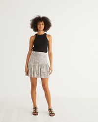 Oliver Bonas Animal Spot White Frilled Mini Skirt, Size 14