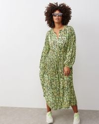 Oliver Bonas - Abstract Texture Pleated Midi Dress, Size 6 - Lyst