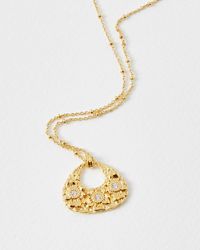 Oliver Bonas - Rosyn Flower Textured Pendant Necklace - Lyst