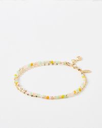 Oliver Bonas - Cove Pastel Beaded Faux Pearl Layered Anklet - Lyst