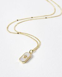 Oliver Bonas - Eloise Starburst Mother Of Pearl Charm Gold Plated Pendant Necklace - Lyst