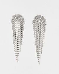 Oliver Bonas - Angelique Glass Stone Tassel Drop Statement Earrings - Lyst