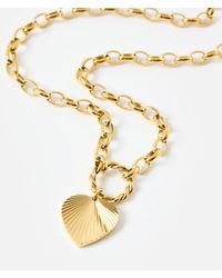 Oliver Bonas - Louisa Etched Heart Tone Waterproof Chain Necklace - Lyst