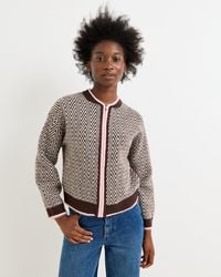 Oliver Bonas - & Cream Herringbone Zip Up Knitted Bomber Jacket, Size 10 - Lyst