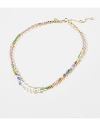 Oliver Bonas - Nova Bead Double Row Layered Chain Necklace - Lyst
