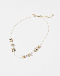 Oliver Bonas - Juniper Faux Pearl Flower Short Chain Necklace - Lyst