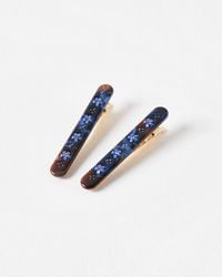 Oliver Bonas - Brigitte Blue Resin Flower Hair Clips Set Of Two - Lyst
