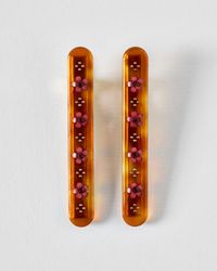 Oliver Bonas - Brigitte Amber Resin Flower Detail Hair Clips Set Of Two - Lyst