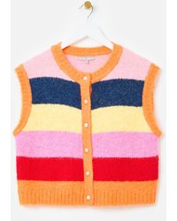 Oliver Bonas - Striped Fluffy Button Up Knitted Waistcoat, Size 16 - Lyst