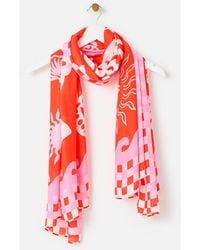 Oliver Bonas - & Pink Lobster Checked Lightweight Scarf - Lyst