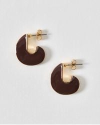 Oliver Bonas - Pauline Enamel Mini Disc Hoop Earrings - Lyst