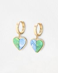 Oliver Bonas - Elle & Blue Resin Heart Drop Hoop Earrings - Lyst