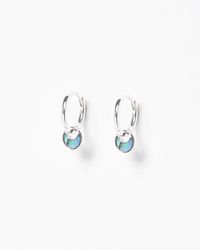 Oliver Bonas - Lottie Curved Paua Shell Inlay Silver Huggie Earrings - Lyst