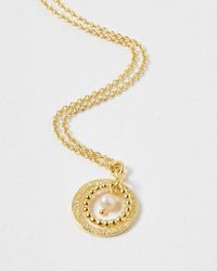 Oliver Bonas - Chloe Circle Freshwater Pearl Pendant Necklace - Lyst
