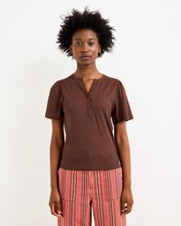 Oliver Bonas - Ribbed Short Sleeve Henley Top, Size 12 - Lyst