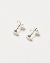 Oliver Bonas - Nettie Mini Silver Mother Of Pearl Stud Earrings - Lyst