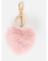 Oliver Bonas - Heart Faux Fur Keyring - Lyst