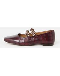Oliver Bonas - Double Buckle Croc-effect Leather Mary Janes, Size 3 - Lyst