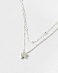 Oliver Bonas - Sky Star Charm Silver Layered Necklace - Lyst