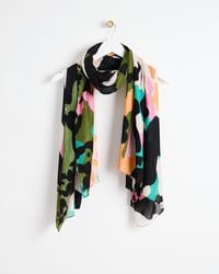 Oliver Bonas - Khaki Green Leopard Animal Print Scarf - Lyst