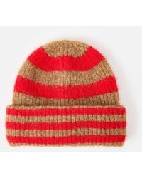 Oliver Bonas - Brown & Striped Knitted Beanie Hat - Lyst