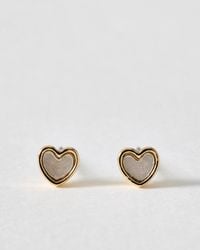 Oliver Bonas - Ottilie Tiny Mother Of Pearl Heart Stud Earrings - Lyst