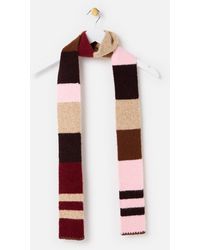 Oliver Bonas - Burgundy & Colour Block Knitted Skinny Scarf - Lyst