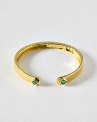 Oliver Bonas - Kya Green Onyx Diamond Inlay Bangle - Lyst