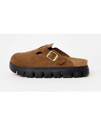 Birkenstock - Boston Chunky Dark Tea Suede Clogs, Size 4.5 - Lyst