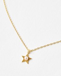Oliver Bonas - Arista Pearl & Star Charm Pendant Necklace - Lyst