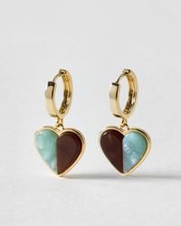 Oliver Bonas - Abrielle & Brown Resin Heart Hoop Earrings - Lyst