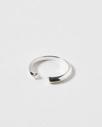 Oliver Bonas - Mila Geo Curve Open Front Silver Delicate Ring, Size 50 - Lyst