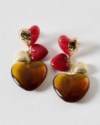 Oliver Bonas - Effa Resin Large Heart Charm Drop Earrings - Lyst
