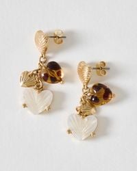 Oliver Bonas - Elara & Gold Tone Resin Heart Charm Drop Earrings - Lyst