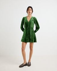 Oliver Bonas - Velvet V-neck Long Sleeve Mini Dress, Size 16 - Lyst
