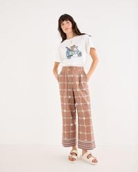 Oliver Bonas - Floral Print Cropped Wide Leg Trousers, Size 6 - Lyst