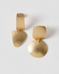 Oliver Bonas - Kimora Hammered Metal Drop Stud Earrings - Lyst