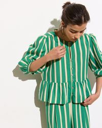 Oliver Bonas - & Cream Striped Peplum Top, Size 6 - Lyst