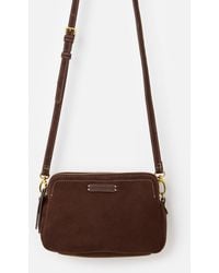 Oliver Bonas - Isla Chocolate Faux Suede Crossbody Bag - Lyst