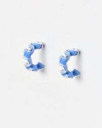 Oliver Bonas - Coralie Enamel Pleated Hoop Earrings - Lyst