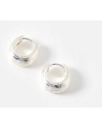 Oliver Bonas - Ciara Sterling Textured Chunky Hoop Earrings Large - Lyst