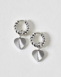 Oliver Bonas - Louisa Tone Waterproof Heart Drop Hoop Earrings - Lyst