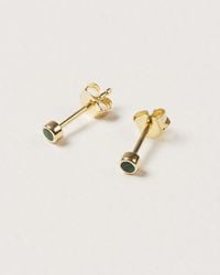 Oliver Bonas - Nettie Malachite Stone & Mini Stud Earrings - Lyst