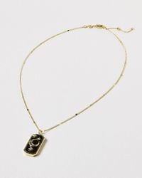 Oliver Bonas - Adhara Celestial Gem Inlay & Black Bar Charm Pendant Necklace - Lyst