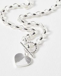 Oliver Bonas - Adelaide Chunky Chain & Heart Charm Plated Collar Necklace - Lyst