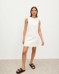 Oliver Bonas - Ecru Cream Beaded Flower Denim Mini Dress, Size 18 - Lyst