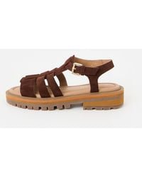 Oliver Bonas - Chocolate Suede Chunky Fisherman Sandals, Size 3 - Lyst