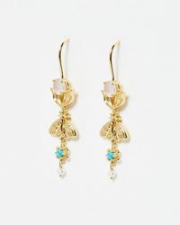 Oliver Bonas Clementine Turquoise, Quartz, Moth & Flower Drop Earrings - White