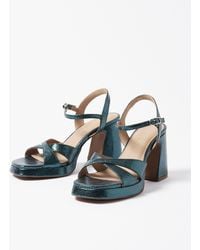 Oliver Bonas - Blue Metallic Leather Heeled Sandals, Size Uk 3 - Lyst