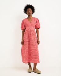 Oliver Bonas - Ditsy Floral V-neck Puff Sleeve Midi Dress, Size 10 - Lyst